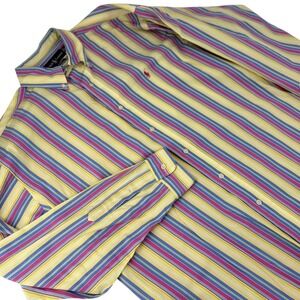 Ralph Lauren Blake Mens L Button Front Shirt Multi Color Striped Cotton Long Slv